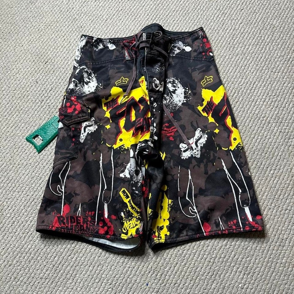 Y2K Vintage 2000s skater Surf Grunge Fox Racing Swim trunks board Shorts - Picture 2 of 8